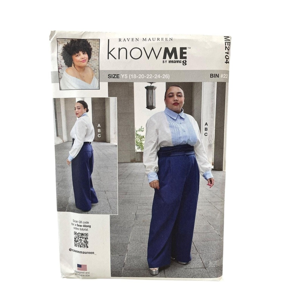 KNOWME ME2104 Sewing Pattern Misses Plus Size 18-26 Shirt Pants Cummerbund